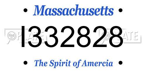 I332828 Massachusetts License Plate