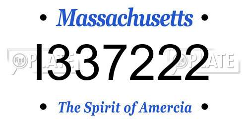 I337222 Massachusetts License Plate
