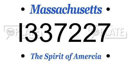 I337227 Massachusetts License Plate