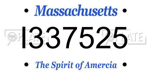 I337525 Massachusetts License Plate