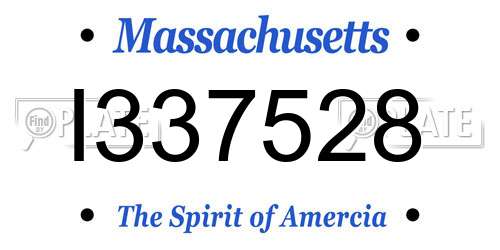 I337528 Massachusetts License Plate