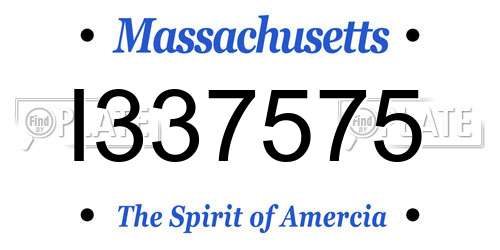I337575 Massachusetts License Plate