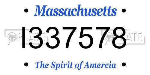 I337578 Massachusetts License Plate