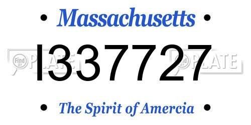 I337727 Massachusetts License Plate