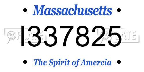 I337825 Massachusetts License Plate