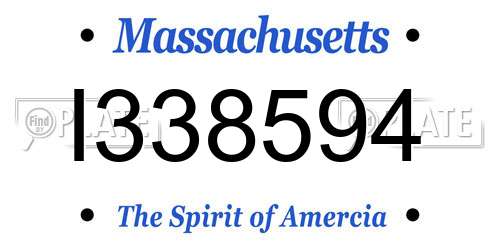 I338594 Massachusetts License Plate