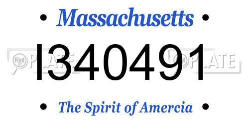 I340491 Massachusetts License Plate