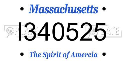 I340525 Massachusetts License Plate