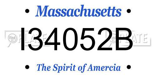 I34052B Massachusetts License Plate
