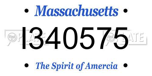 I340575 Massachusetts License Plate