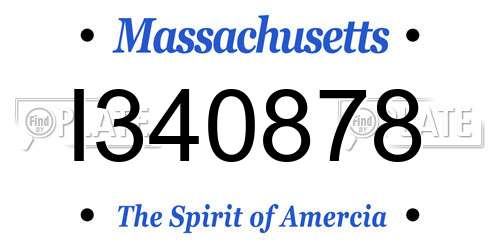 I340878 Massachusetts License Plate