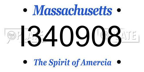 I340908 Massachusetts License Plate
