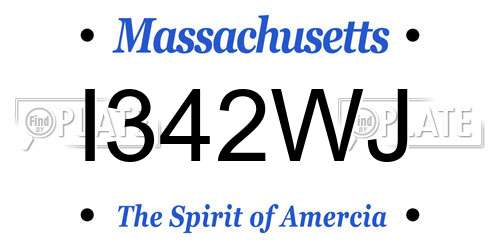 I342WJ Massachusetts License Plate