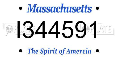 I344591 Massachusetts License Plate