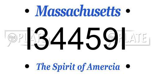 I34459I Massachusetts License Plate
