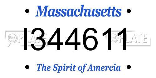 I344611 Massachusetts License Plate