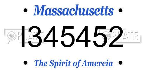 I345452 Massachusetts License Plate