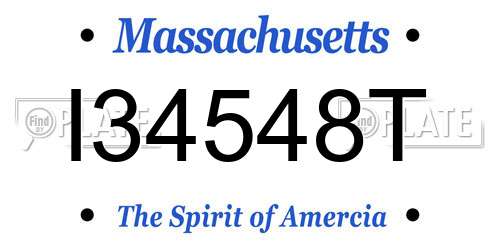 I34548T Massachusetts License Plate