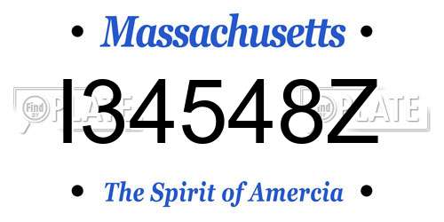 I34548Z Massachusetts License Plate