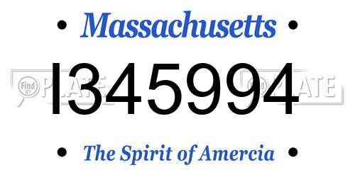 I345994 Massachusetts License Plate