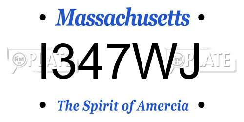I347WJ Massachusetts License Plate