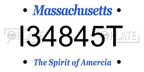 I34845T Massachusetts License Plate