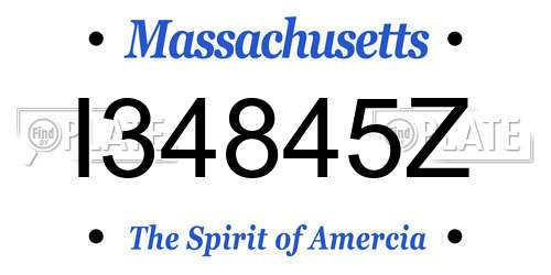 I34845Z Massachusetts License Plate