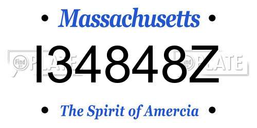 I34848Z Massachusetts License Plate