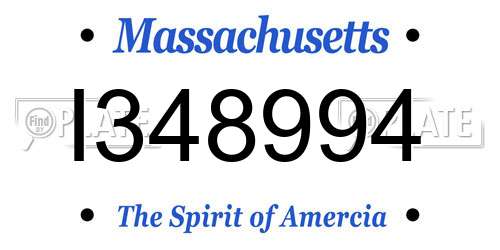 I348994 Massachusetts License Plate