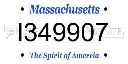 I349907 Massachusetts License Plate