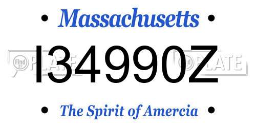I34990Z Massachusetts License Plate