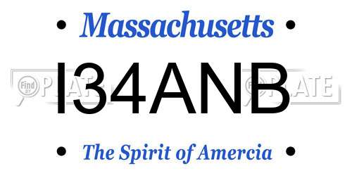 I34ANB Massachusetts License Plate