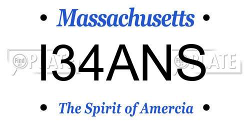 I34ANS Massachusetts License Plate