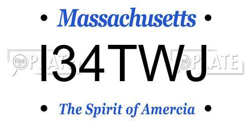 I34TWJ Massachusetts License Plate