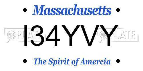 I34YVY Massachusetts License Plate