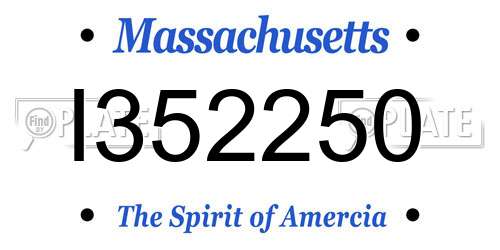 I352250 Massachusetts License Plate