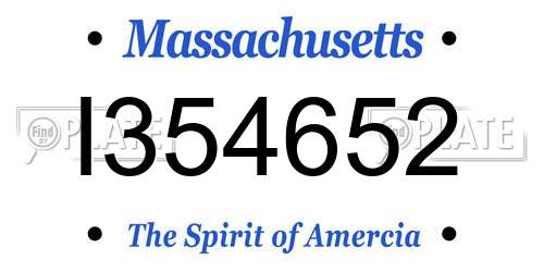 I354652 Massachusetts License Plate