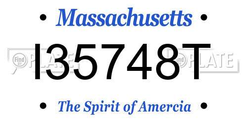 I35748T Massachusetts License Plate