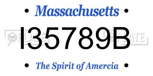 I35789B Massachusetts License Plate