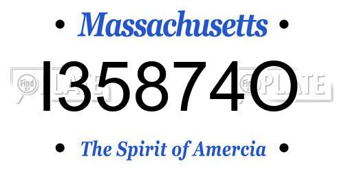 I35874O Massachusetts License Plate