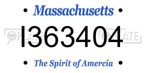 I363404 Massachusetts License Plate