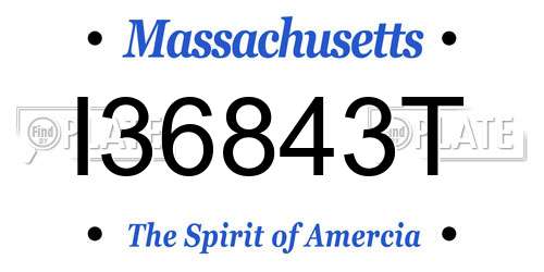 I36843T Massachusetts License Plate