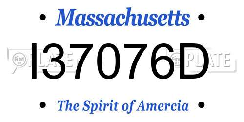 I37076D Massachusetts License Plate