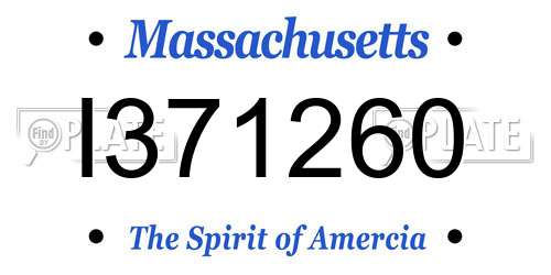 I371260 Massachusetts License Plate