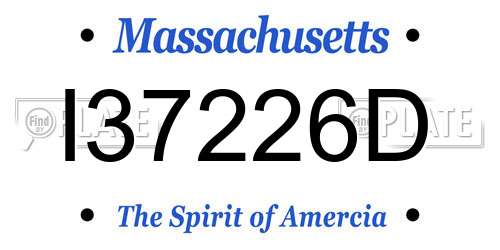 I37226D Massachusetts License Plate