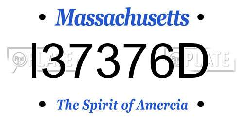 I37376D Massachusetts License Plate