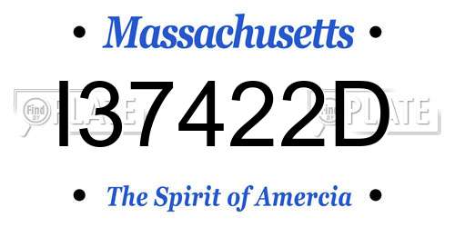 I37422D Massachusetts License Plate
