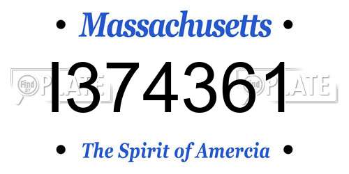 I374361 Massachusetts License Plate