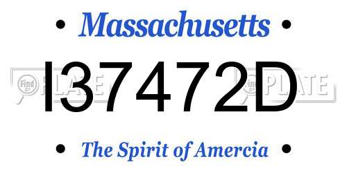 I37472D Massachusetts License Plate