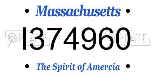 I374960 Massachusetts License Plate